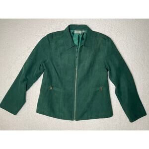 Studio Works Women's Suede Quiet Luxury Chic Preppy Utility Jacket Green 12